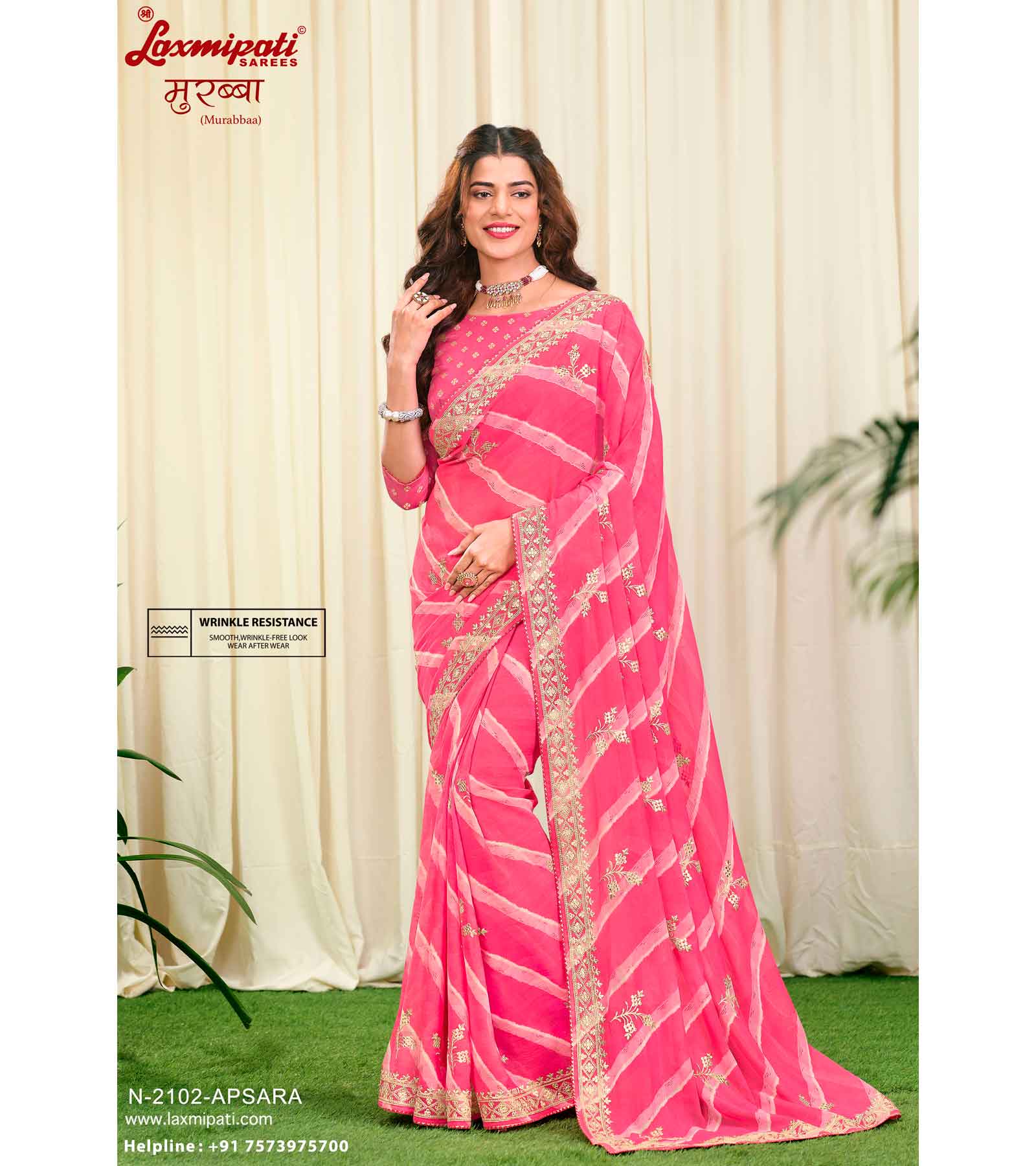 Laxmipati Murabbaa N-2102 Chiffon Pink Saree