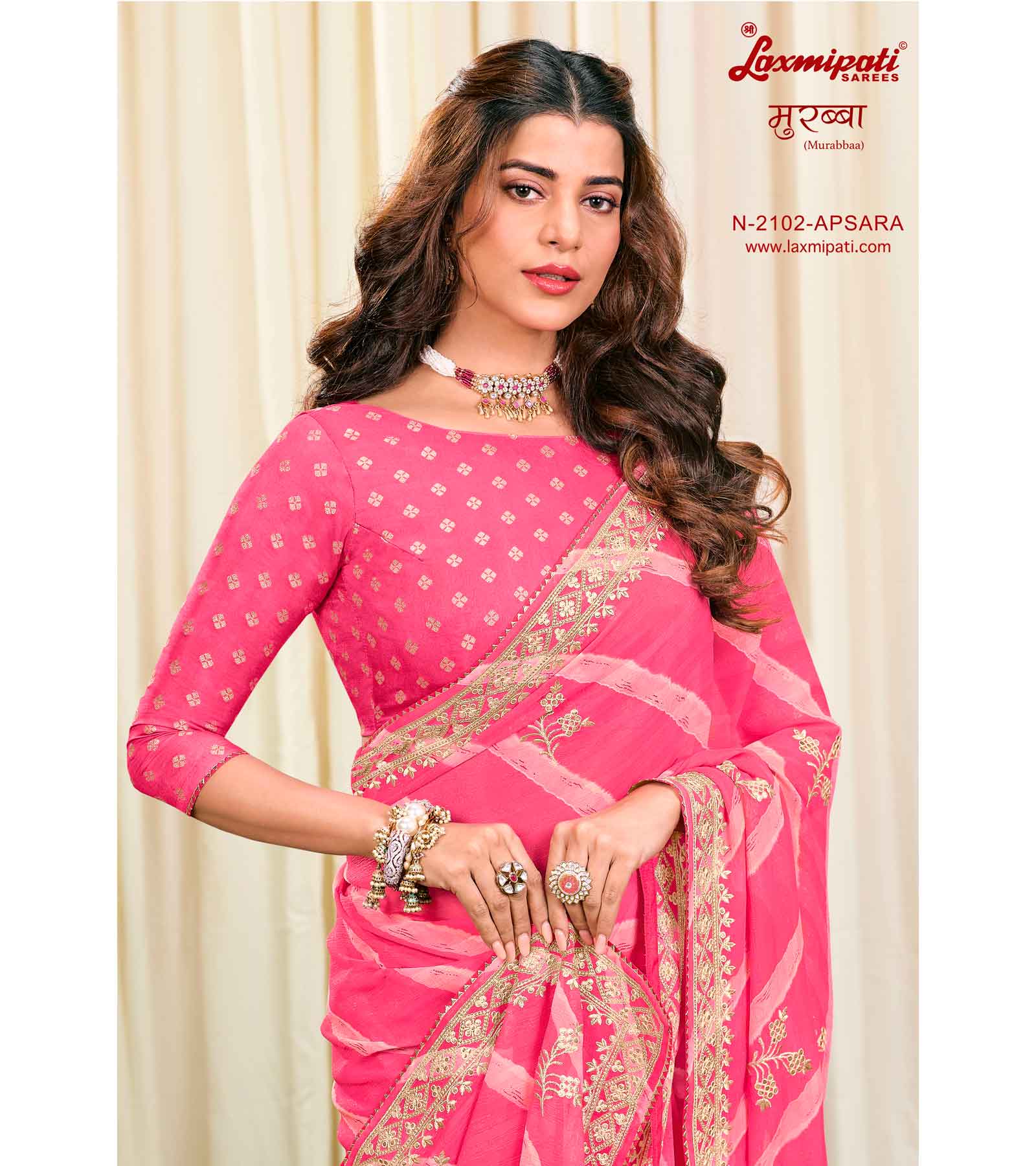 Laxmipati Murabbaa N-2102 Chiffon Pink Saree