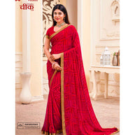 Laxmipati Cheeku  8042 C/C Georgette Red  Sarees