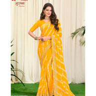 Laxmipati Murabbaa N-2103 Chiffon Yellow Saree