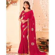Laxmipati Ghevar K-207 Brasso Maroon Saree