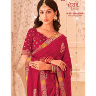 Laxmipati Ghevar K-207 Brasso Maroon Saree