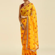 Laxmipati 13202 Poly Chiffon Yellow Saree