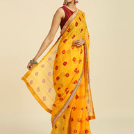 Laxmipati 13202 Poly Chiffon Yellow Saree
