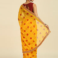 Laxmipati 13202 Poly Chiffon Yellow Saree