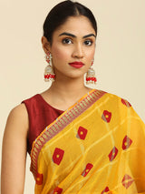 Laxmipati 13202 Poly Chiffon Yellow Saree