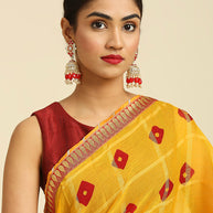 Laxmipati 13202 Poly Chiffon Yellow Saree