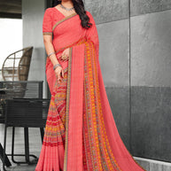 Laxmipati Priya 13423 Georgette Peach Saree