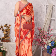 Laxmipati 13458 Swarda Peach Satin Chiffon Diamond Work Saree