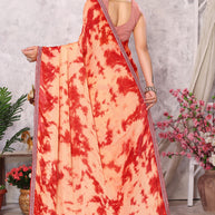 Laxmipati 13458 Swarda Peach Satin Chiffon Diamond Work Saree