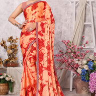 Laxmipati 13458 Swarda Peach Satin Chiffon Diamond Work Saree