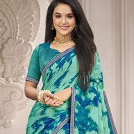 Laxmipati 13462 Swarda Rama Green Satin Chiffon Diamond Work Saree