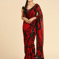 Laxmipati 13466 Georgette Red & Black Sarees