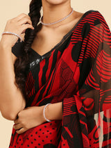 Laxmipati 13466 Georgette Red & Black Sarees