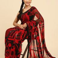 Laxmipati 13466 Georgette Red & Black Sarees