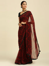 Laxmipati 13467 Georgette Red & Black Sarees