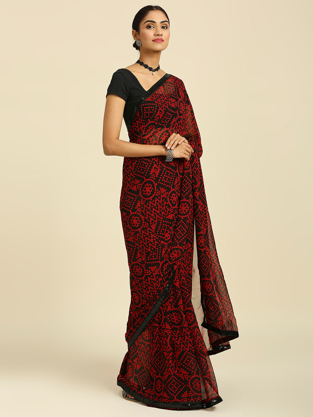 Laxmipati 13467 Georgette Red & Black Sarees