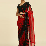 Laxmipati 13470 Georgette Red & Black Sarees