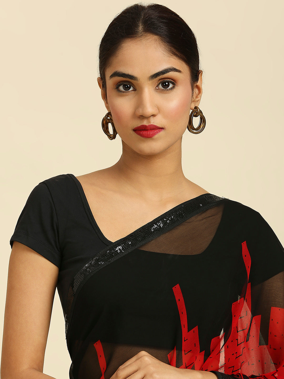 Laxmipati 13470 Georgette Red & Black Sarees