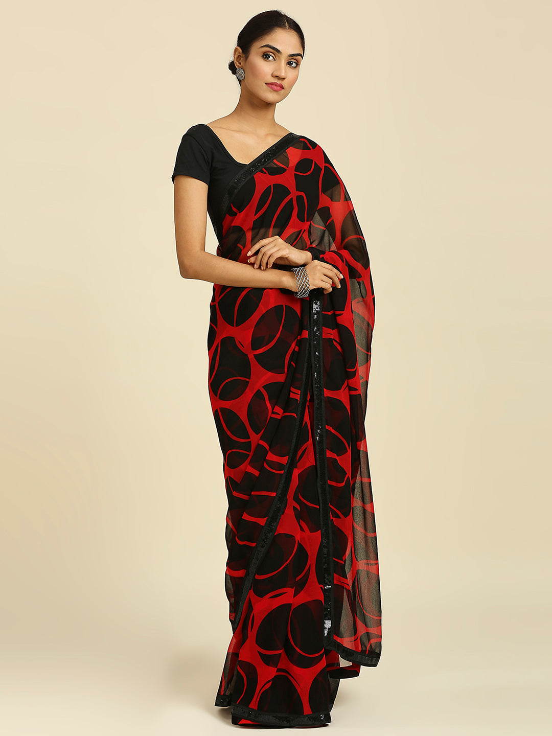 Laxmipati 13471 Georgette Red & Black Sarees