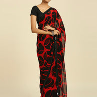 Laxmipati 13471 Georgette Red & Black Sarees