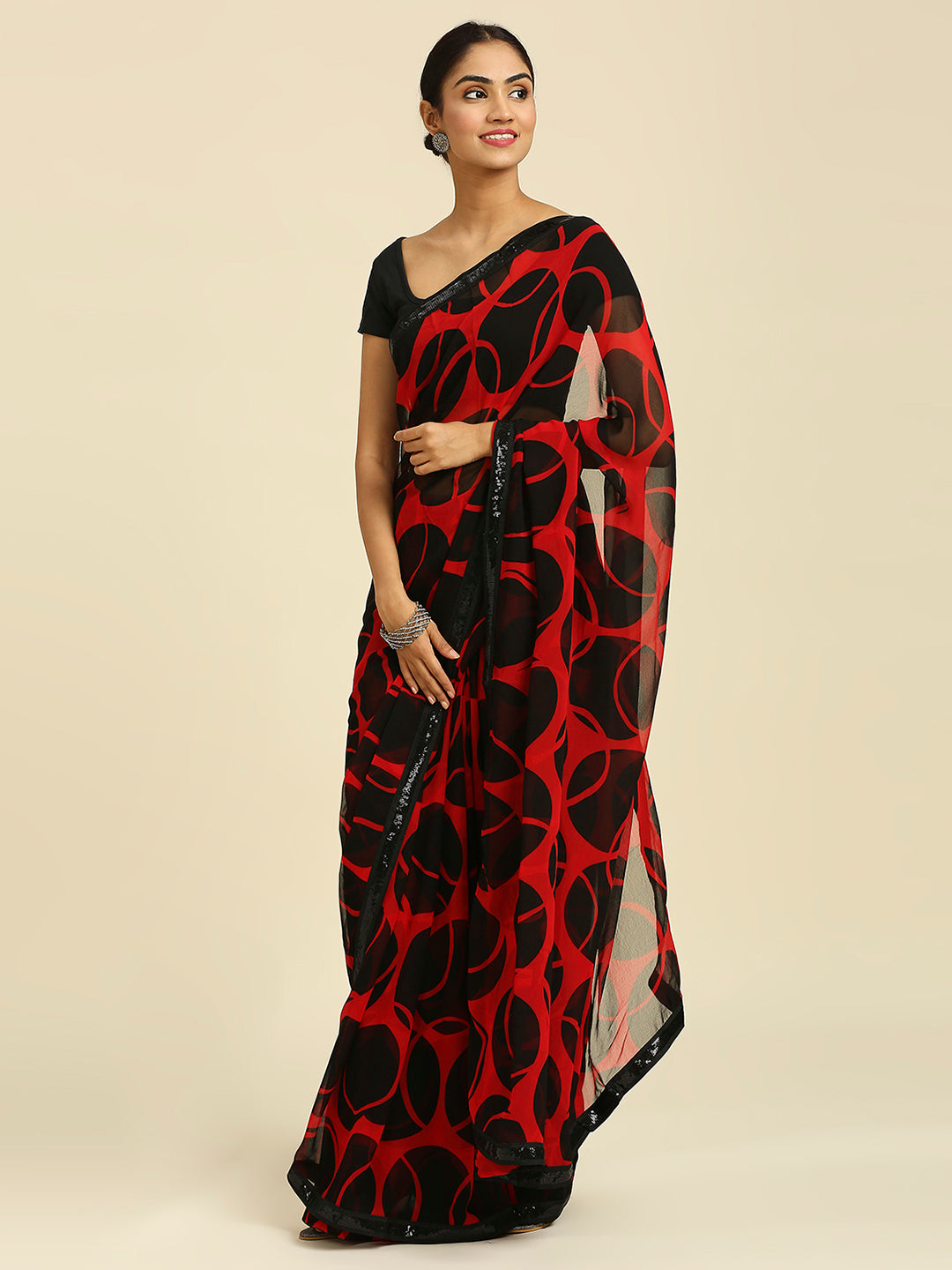 Laxmipati 13471 Georgette Red & Black Sarees