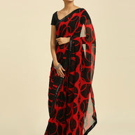 Laxmipati 13471 Georgette Red & Black Sarees