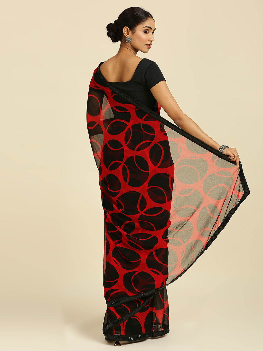 Laxmipati 13471 Georgette Red & Black Sarees