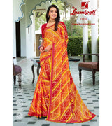 Laxmipati 13535 Chiffon Checks Orange Saree