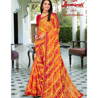 Laxmipati 13535 Chiffon Checks Orange Saree