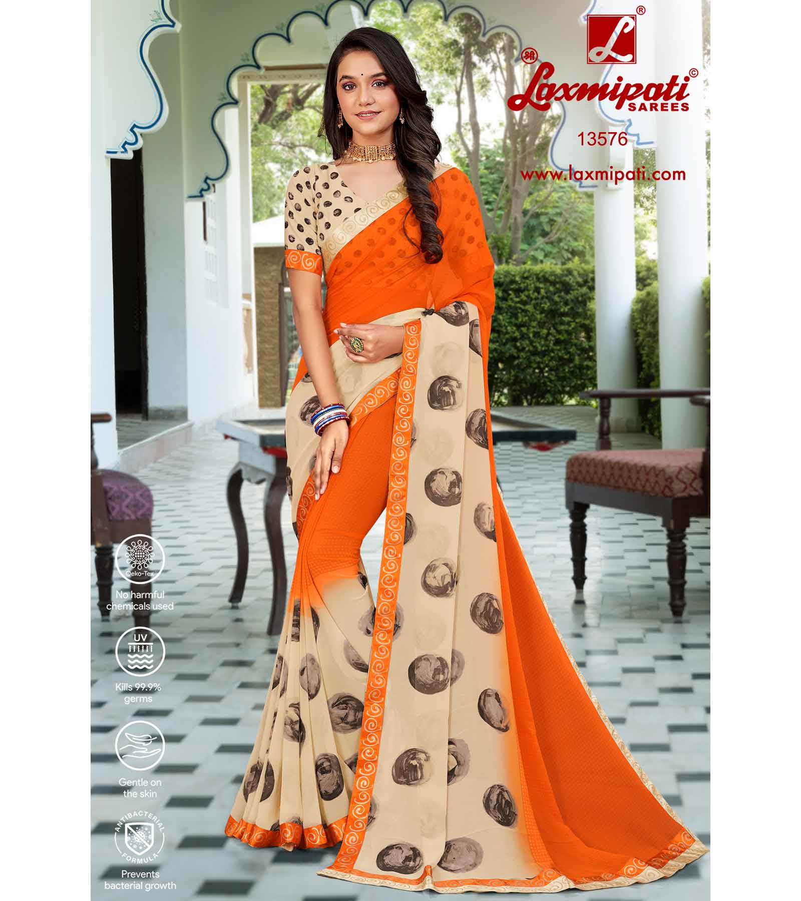 Laxmipati Phirangi-Bahu 13576-E Georgette Multicolor Saree