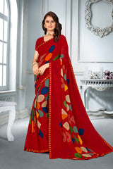 Laxmipati Priya 13586 Georgette Red Saree