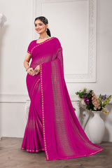 Pink Georgette Designer Embroidered Saree