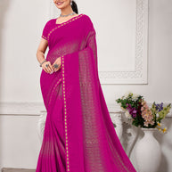 Pink Georgette Designer Embroidered Saree