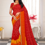 Laxmipati 13714 Chiffon Red & Orange Saree