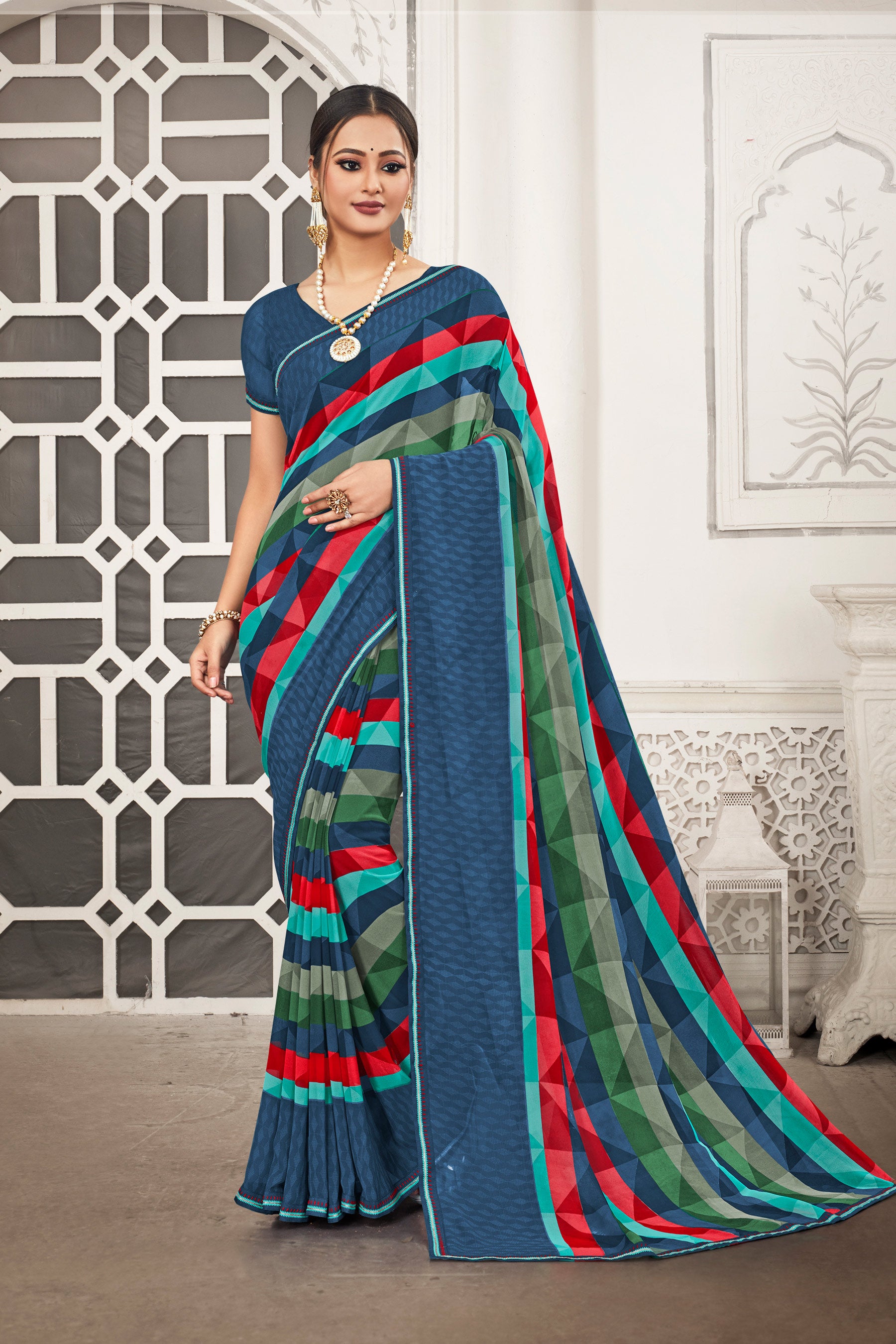 Laxmipati Priya 13815 Georgette Multicolor Saree