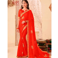Laxmipati Ghevar K-209 Brasso Orange Saree