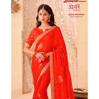 Laxmipati Ghevar K-209 Brasso Orange Saree