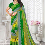 Laxmipati Chiffon Green Printed Saree
