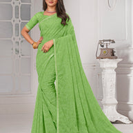 Laxmipati Green Floral Printed Chiffon Saree