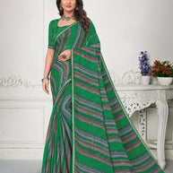 Green Chiffon Printed Saree