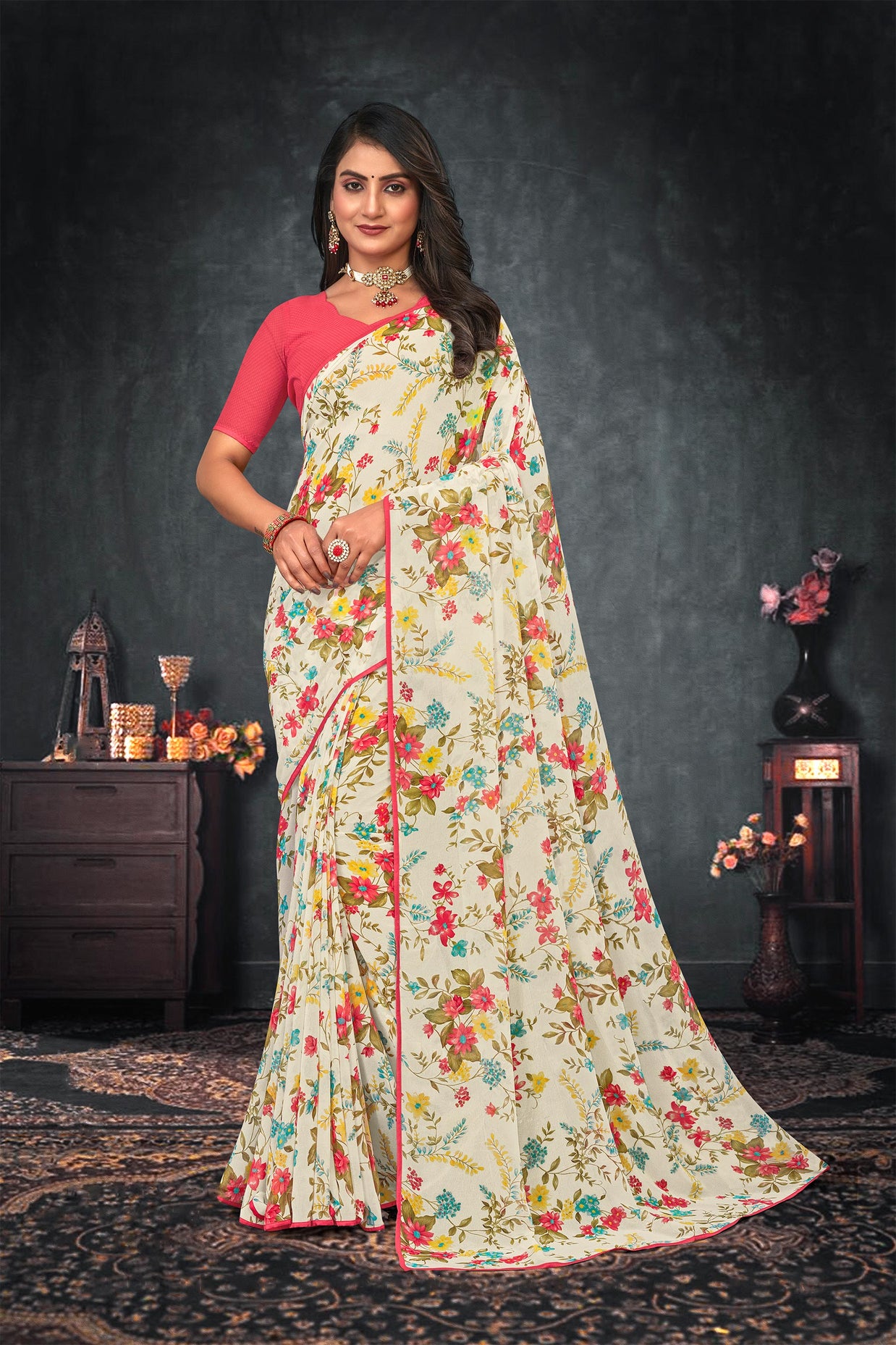 Laxmipati Georgette Floral Saree