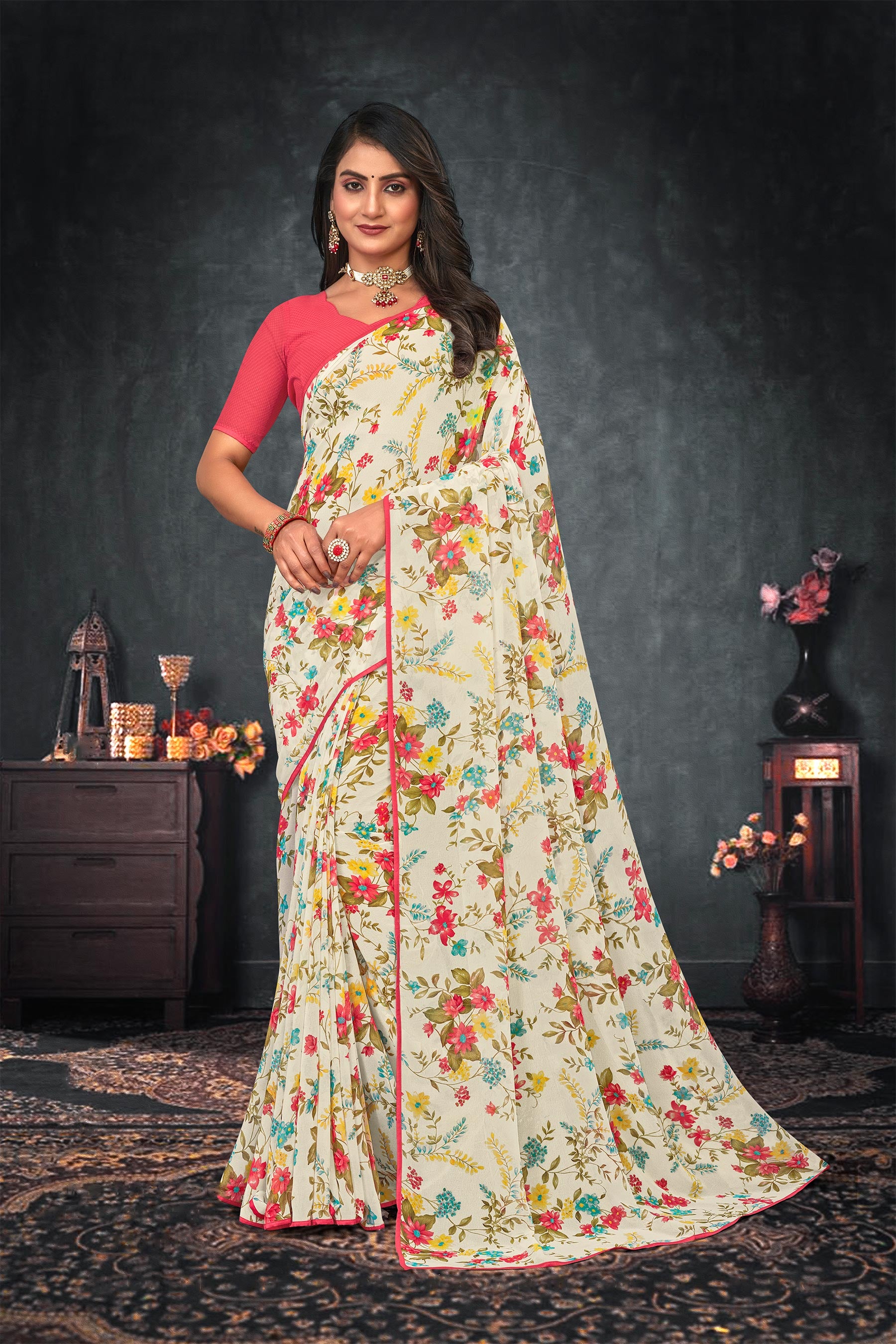 Laxmipati Georgette Floral Saree