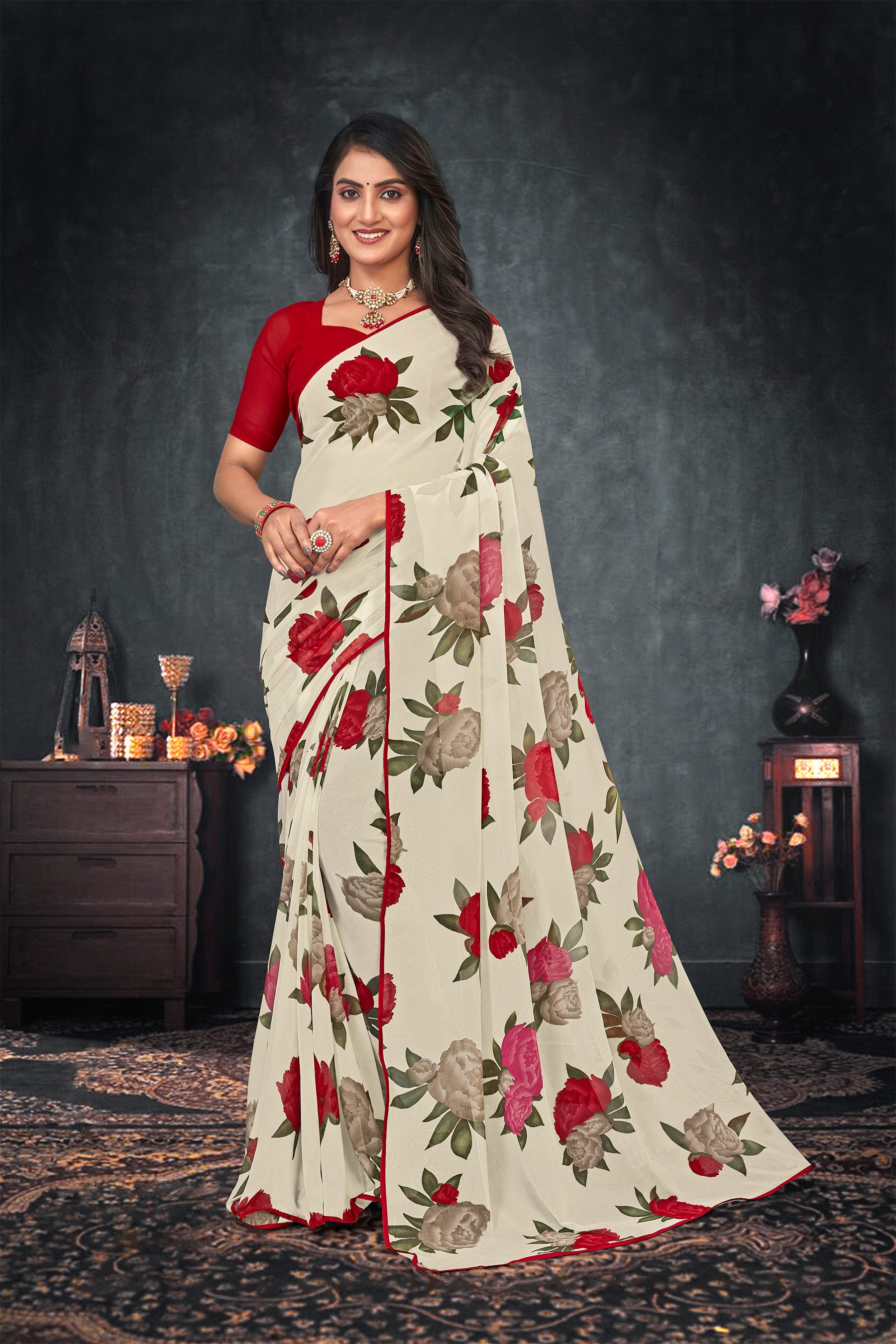 Laxmipati Georgette Floral Printed Saree