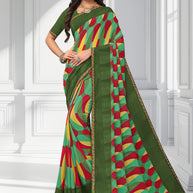 Laxmipati Green Georgette Abstract Printed Saree