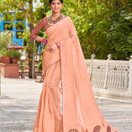 Laxmipati Glass Tissue Peach Saree