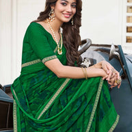 Green Abstract Printed Georgette Saree - Zoya