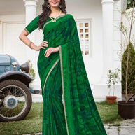 Green Abstract Printed Georgette Saree - Zoya
