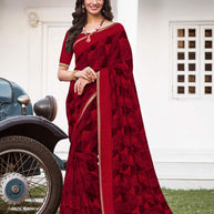Maroon Geometric Printed Georgette Saree - Zoya