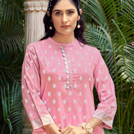 Laxmipati Sindoor Viscos Printed Straight Kurta with Trousers in Pastel Pink Color